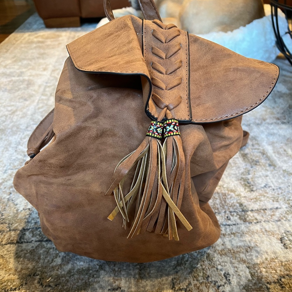 Brown tassel backpack